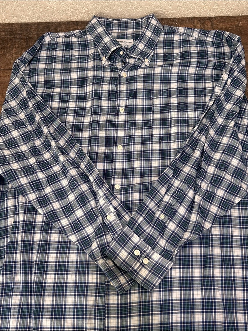 Peter Millar Men's Blue Plaid Button-Down Shirt - Classic Fit 2XL